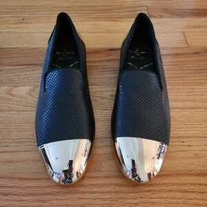 New Louis Leeman Men's Woven Black Gold Capped Loafer Shoes Size 44 US 1…
